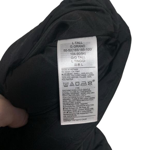 GAP True Black Puffer Vest Mens Size Large Tall - Picture 5 of 6